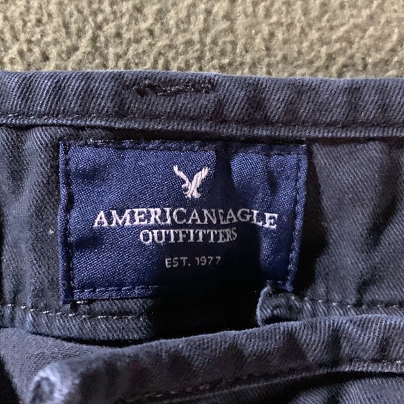 American Eagle black shorts.  Stretch.  Size 12. Waist approx. 17 inches. - Picture 2 of 9